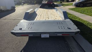 Rear view of the dovetail deck and tie-down points